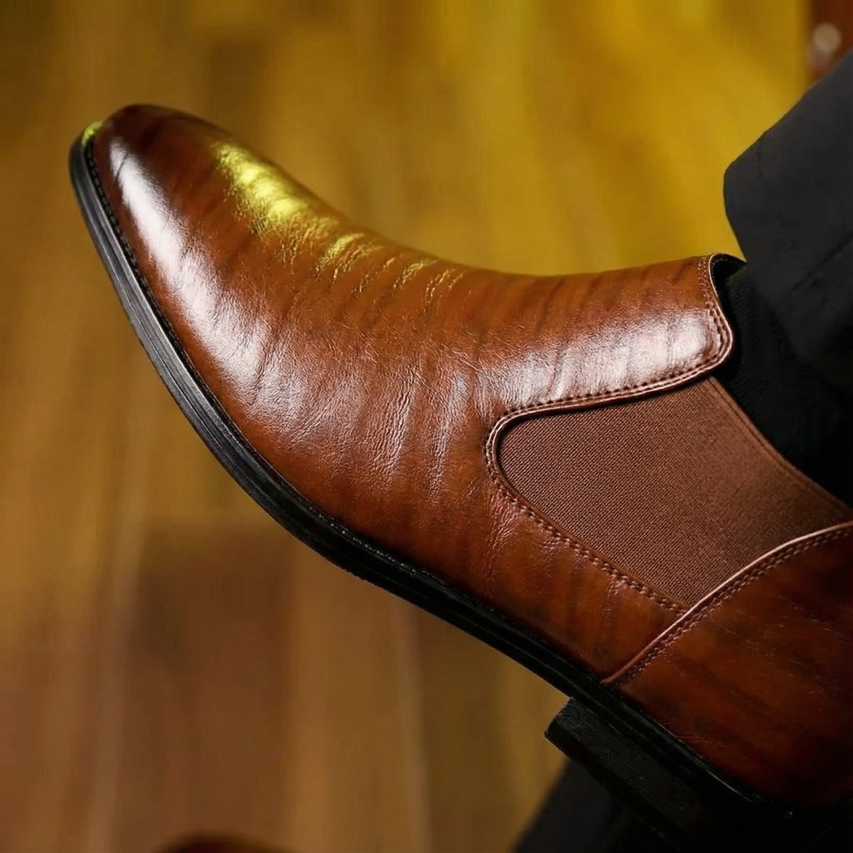 Polished Leather Chelsea Boots with Smooth Finish