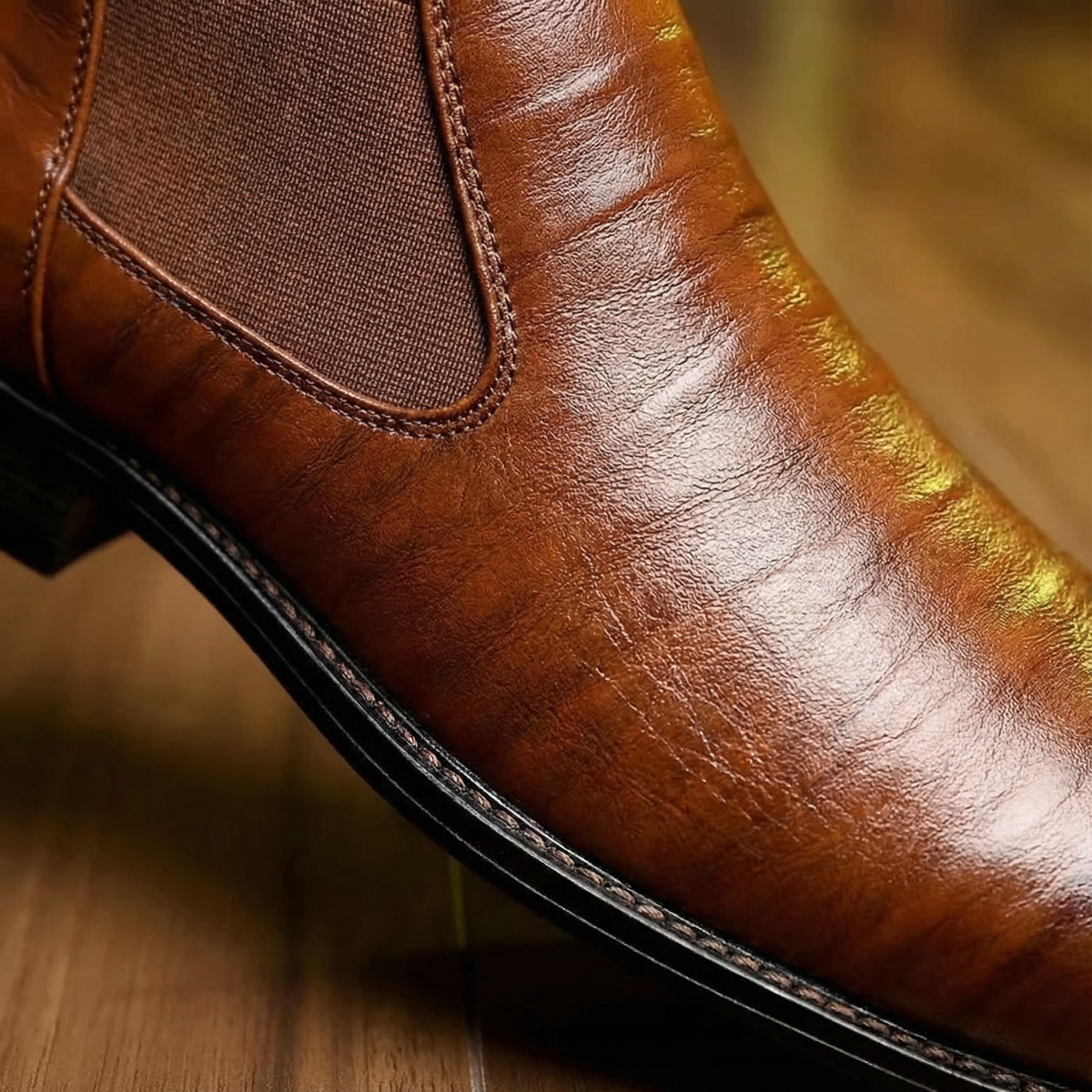Polished Leather Chelsea Boots with Smooth Finish