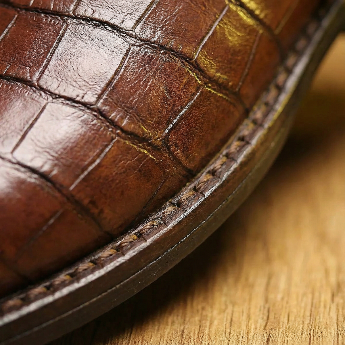 Polished Leather Chelsea Boots with Embossed Texture