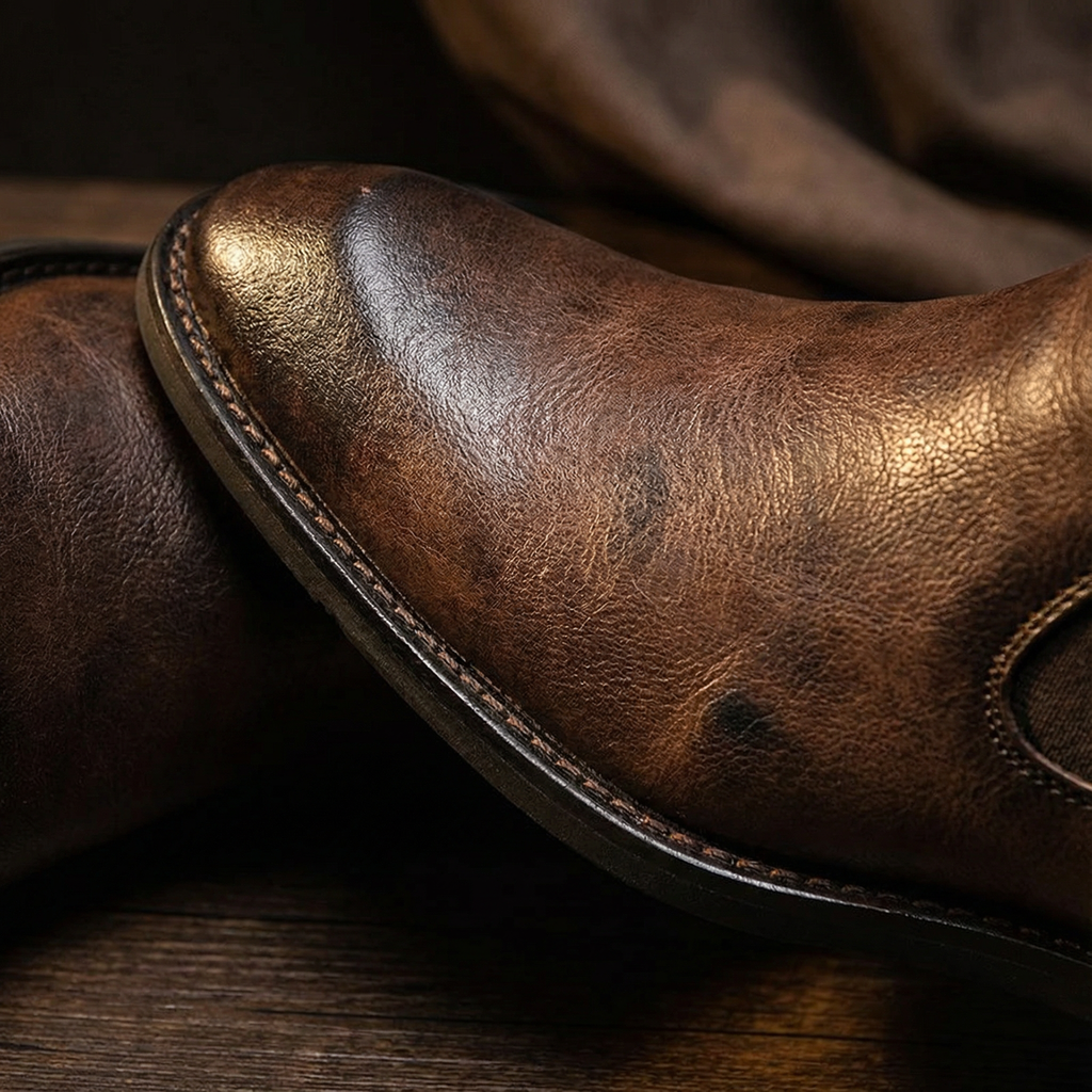 Full-Grain Leather Chelsea Boots with Side Zipper
