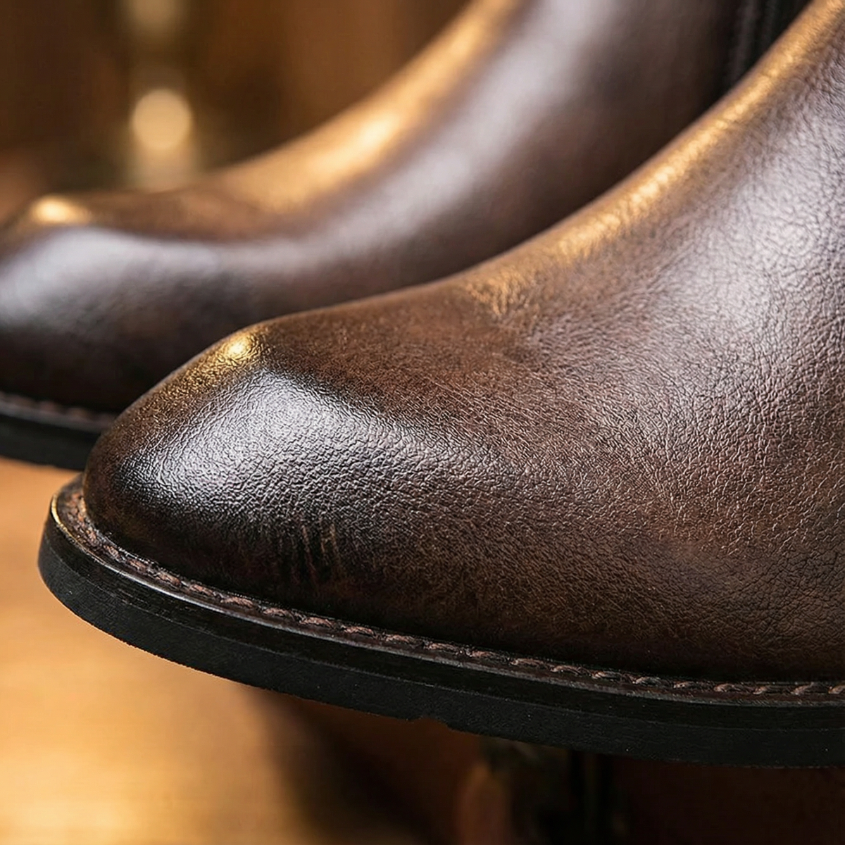 Full-Grain Leather Chelsea Boots with Side Zipper