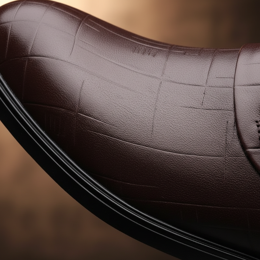 Full-Grain Leather Slip-On Shoes with Embossed Texture