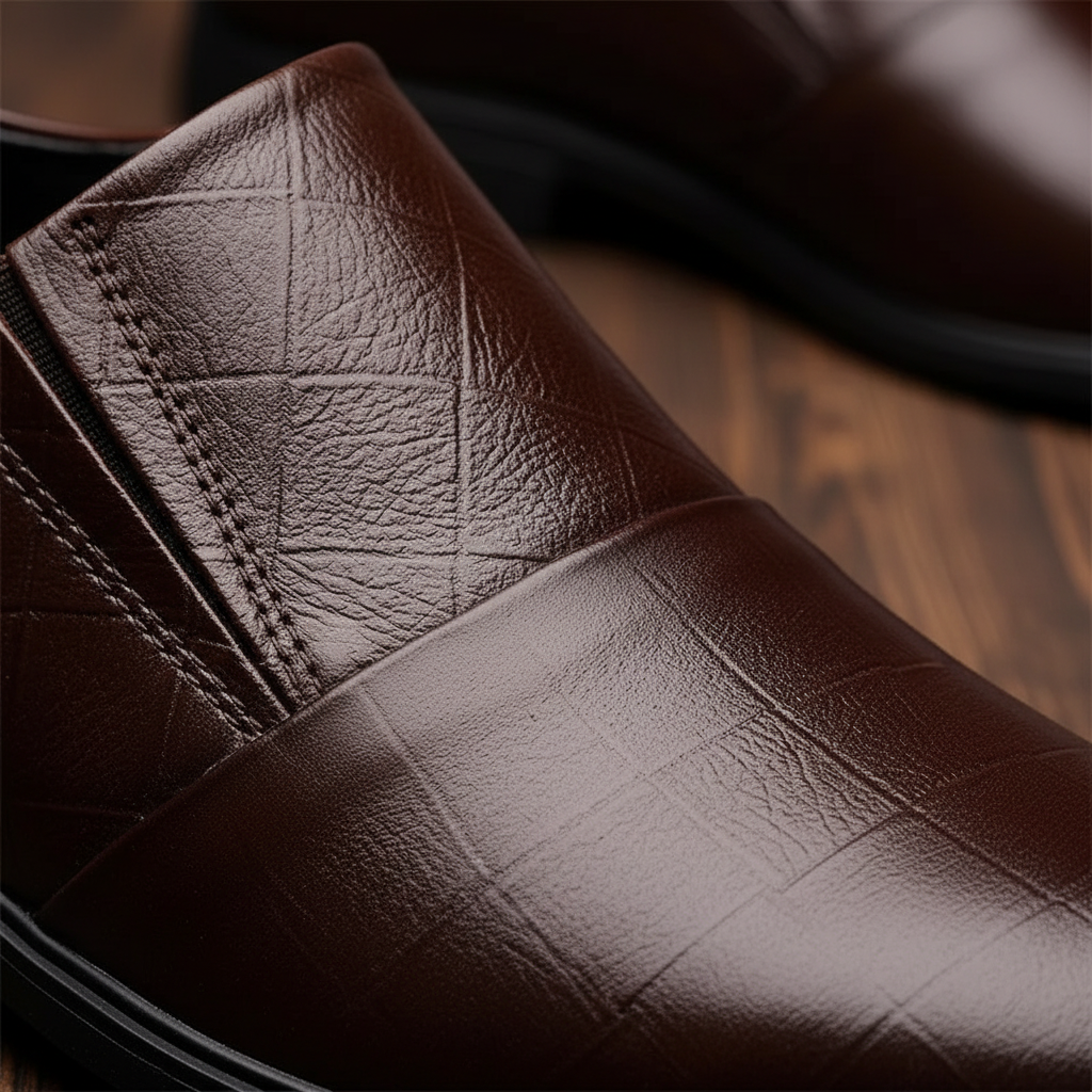 Leather Slip-On Shoes with Patina Finish