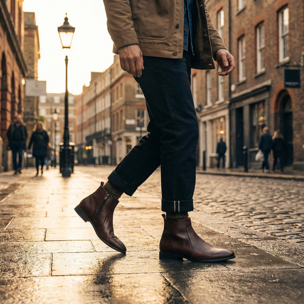 Full-Grain Leather Boots with Sturdy Sole