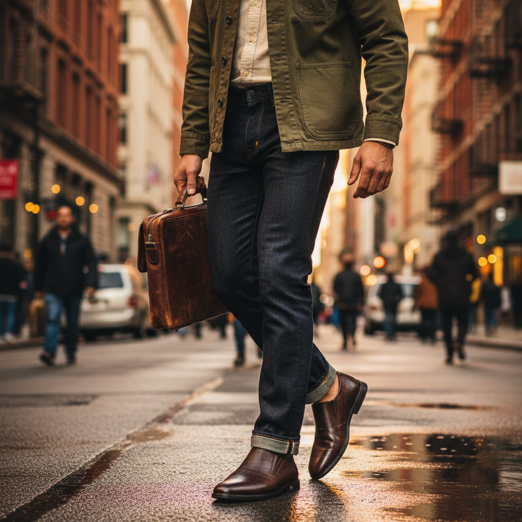 Leather Slip-On Shoes with Patina Finish