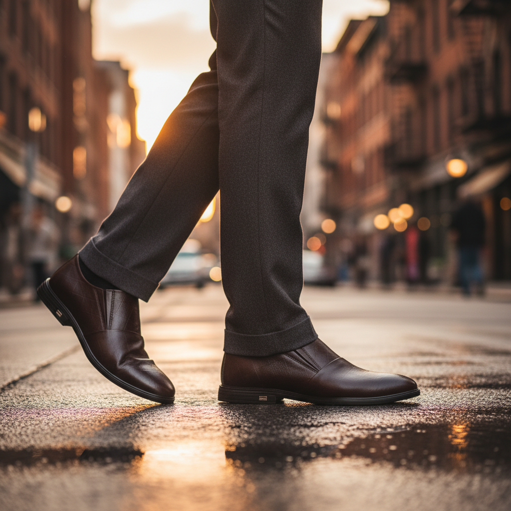 Leather Slip-On Shoes with Patina Finish