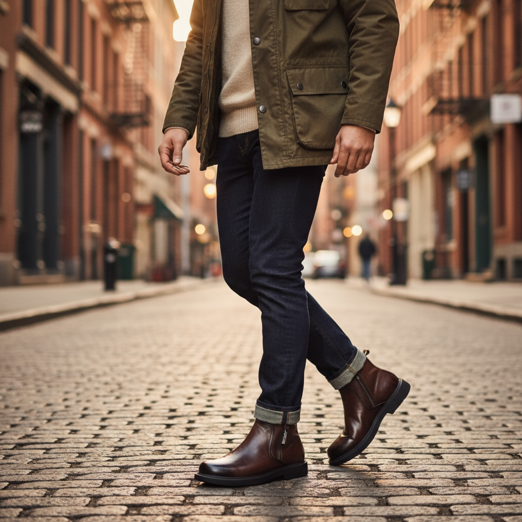 Cowhide Leather Boots with Reinforced Stitching