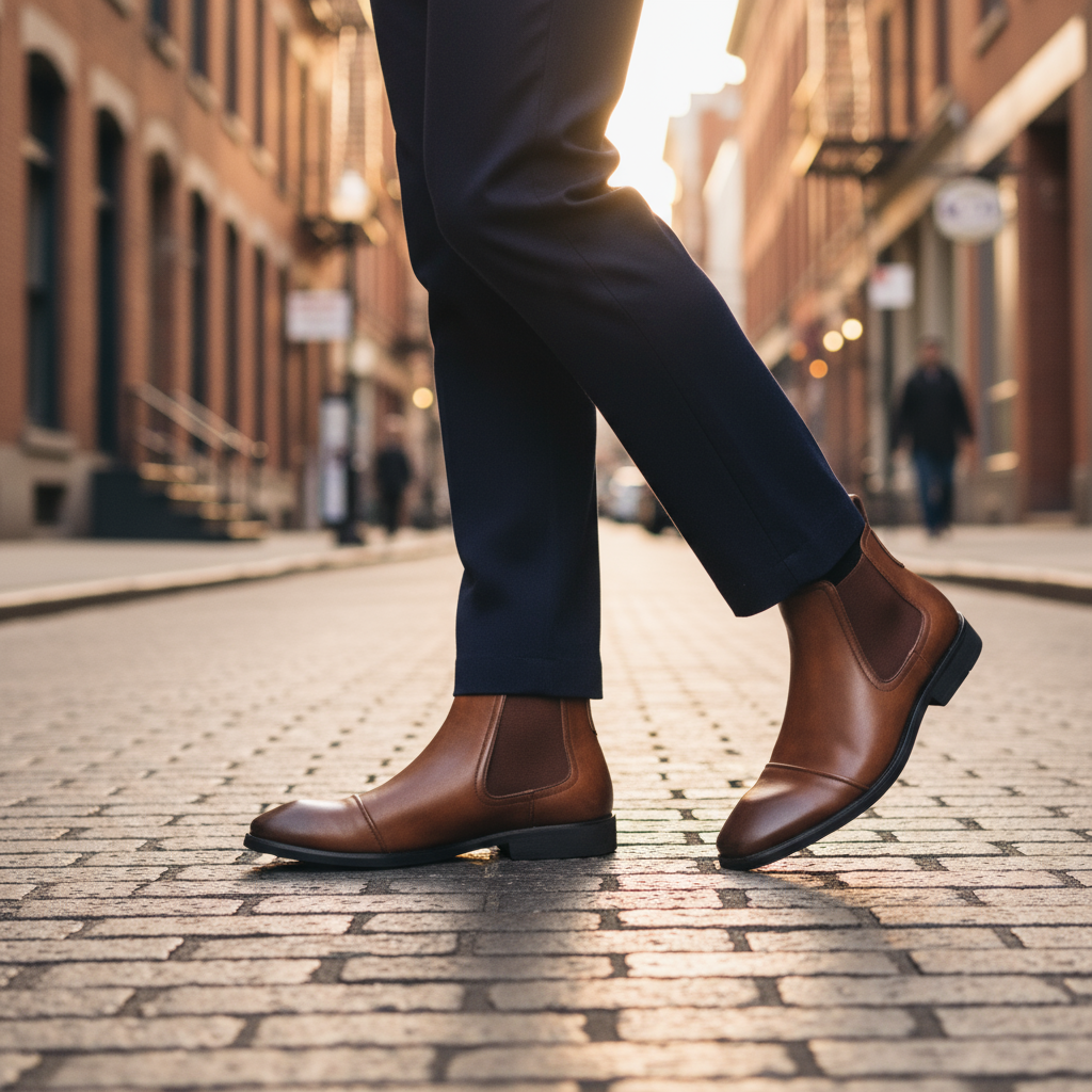Full-Grain Leather Chelsea Boots with Cap-Toe Detail