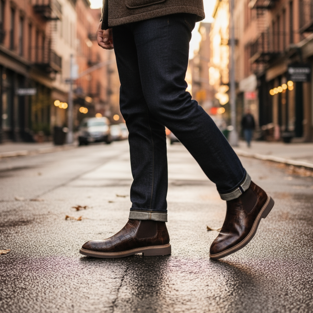 Full-Grain Leather Chelsea Boots with Rubber Sole