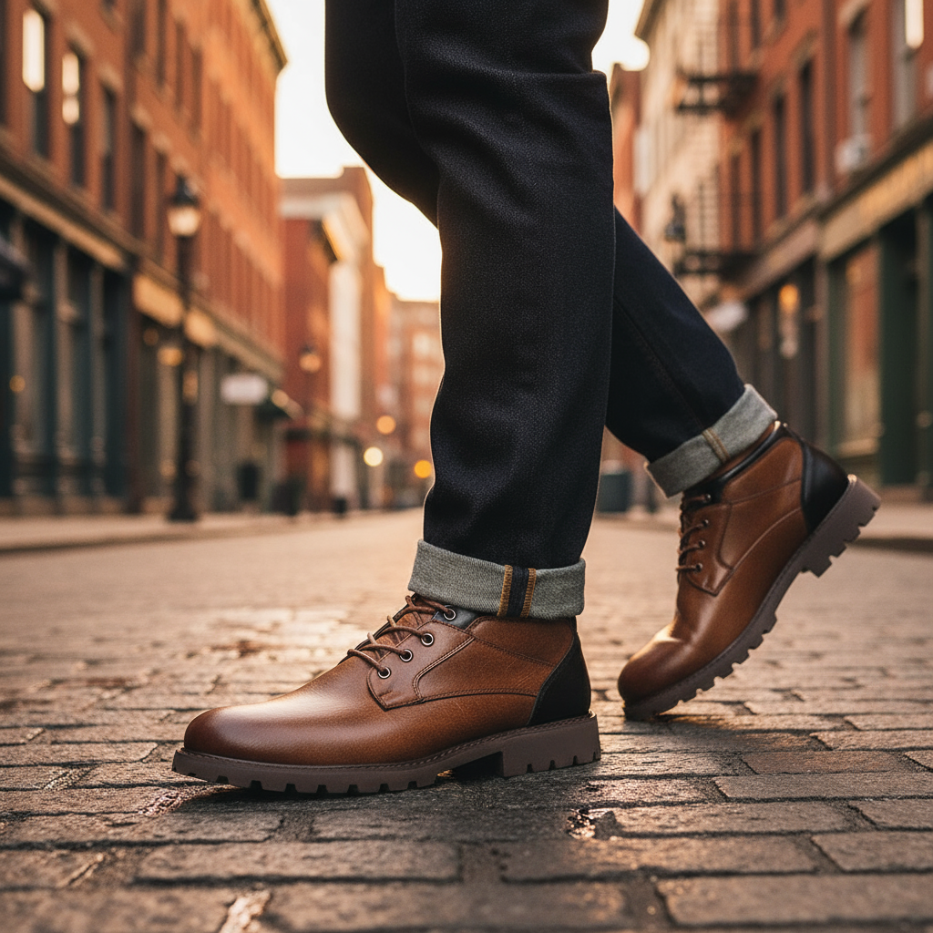 Full-Grain Leather Boots with Reinforced Stitching