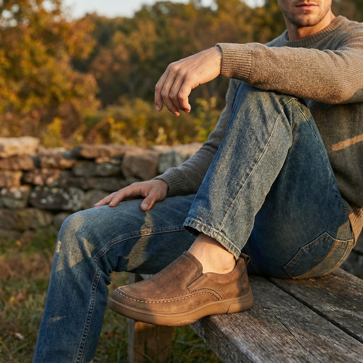 Cowhide Leather Loafers with Broken-In Comfort