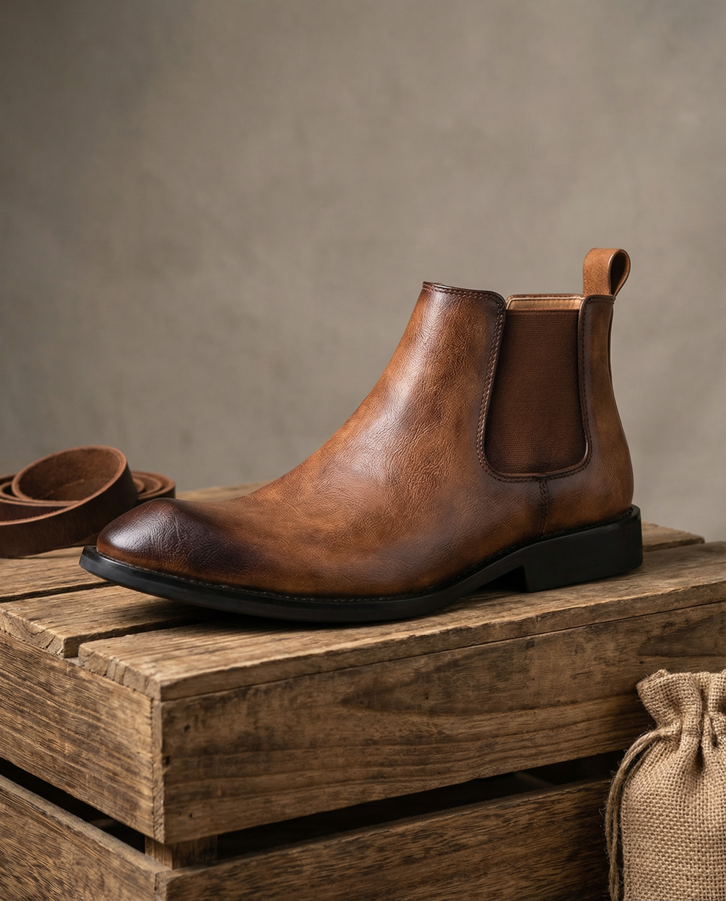 Full-Grain Leather Chelsea Boots with Elastic Side Panels