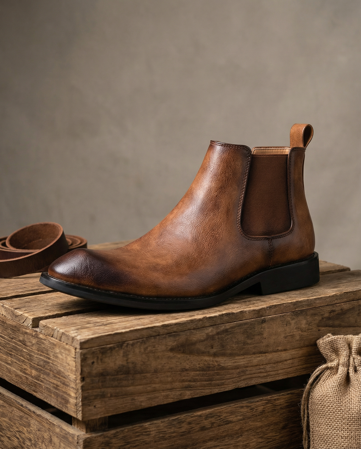 Full-Grain Leather Chelsea Boots with Elastic Side Panels