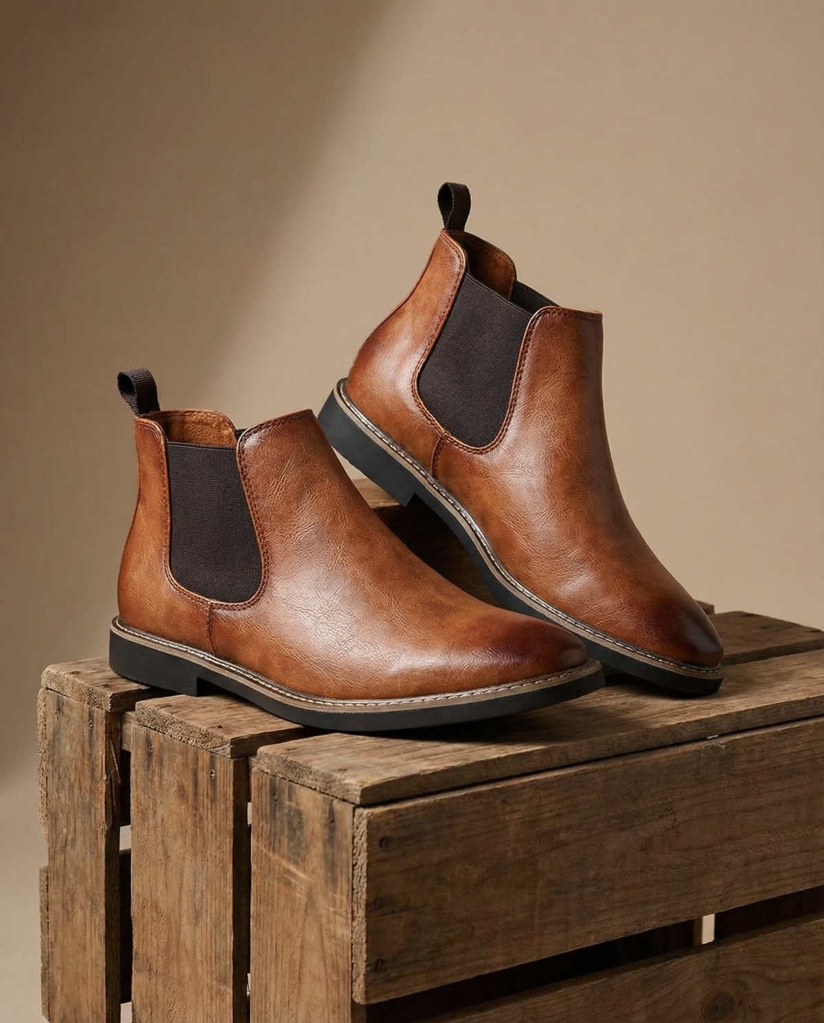 Leather Chelsea Boots with Elastic Side Panels and Broken-In Comfort