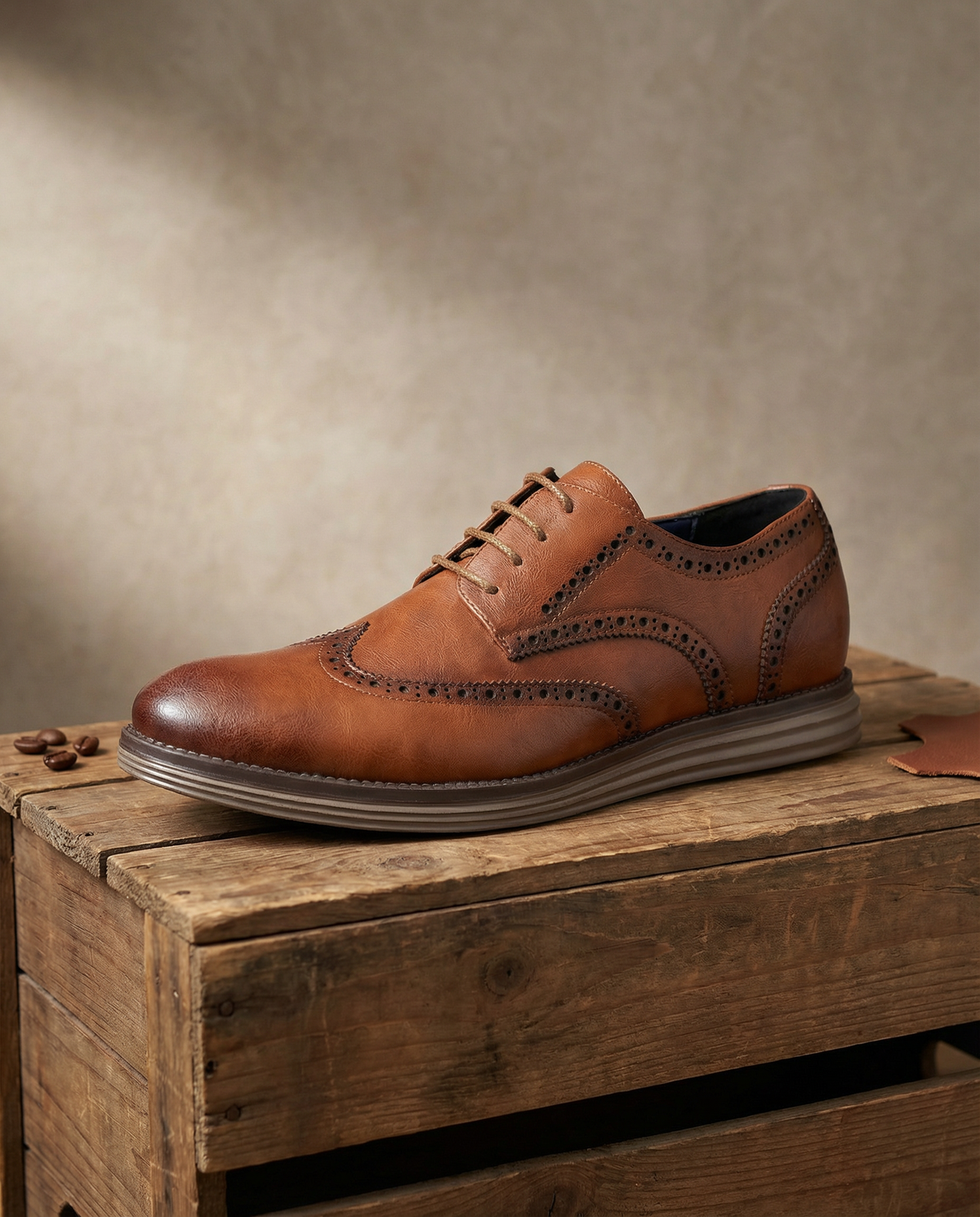 Leather Oxford Shoes with Sturdy Sole