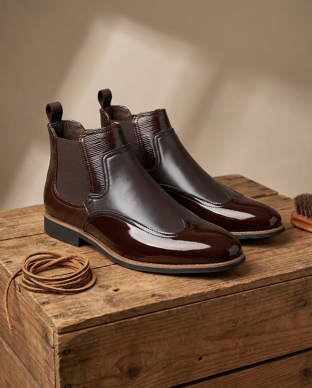 Cowhide Leather Chelsea Boots with Sturdy Sole
