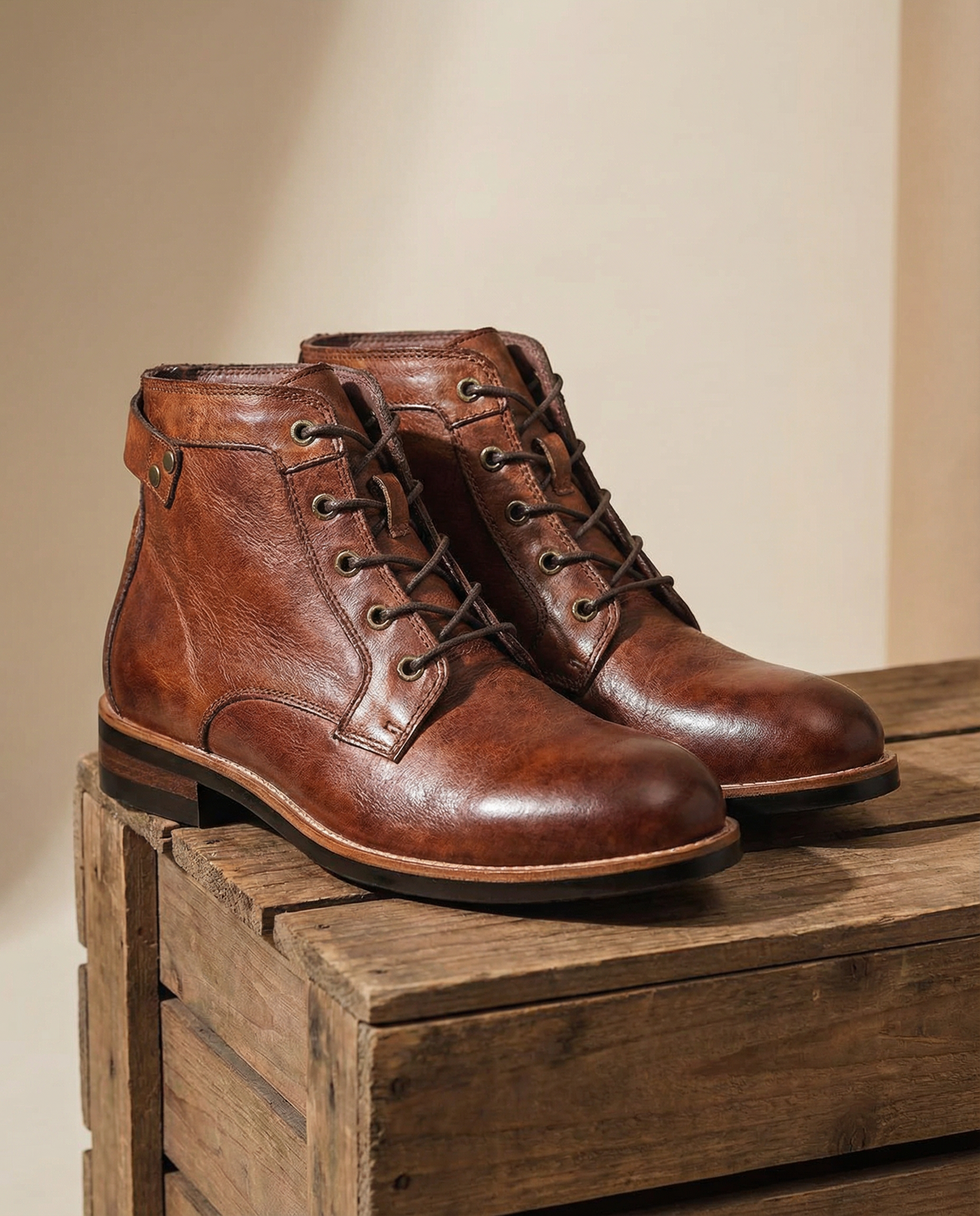 Rugged Cowhide Leather Boots