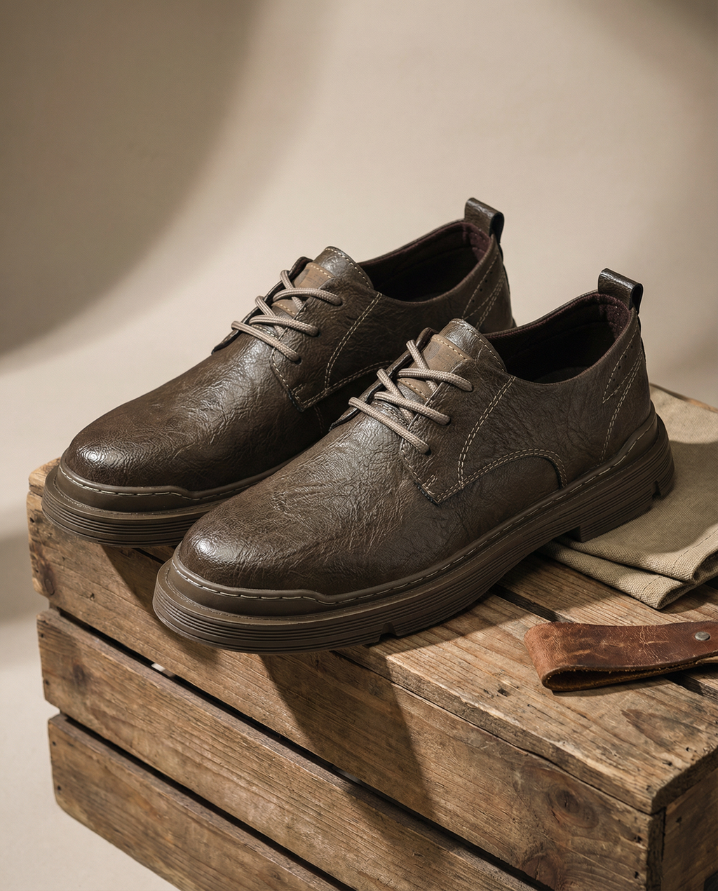 Full-Grain Leather Derby Shoes with Broken-In Comfort