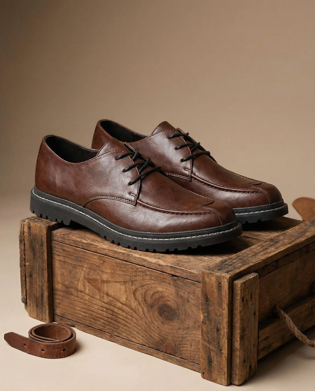 Leather Derby Shoes with Heavy-Duty Sole
