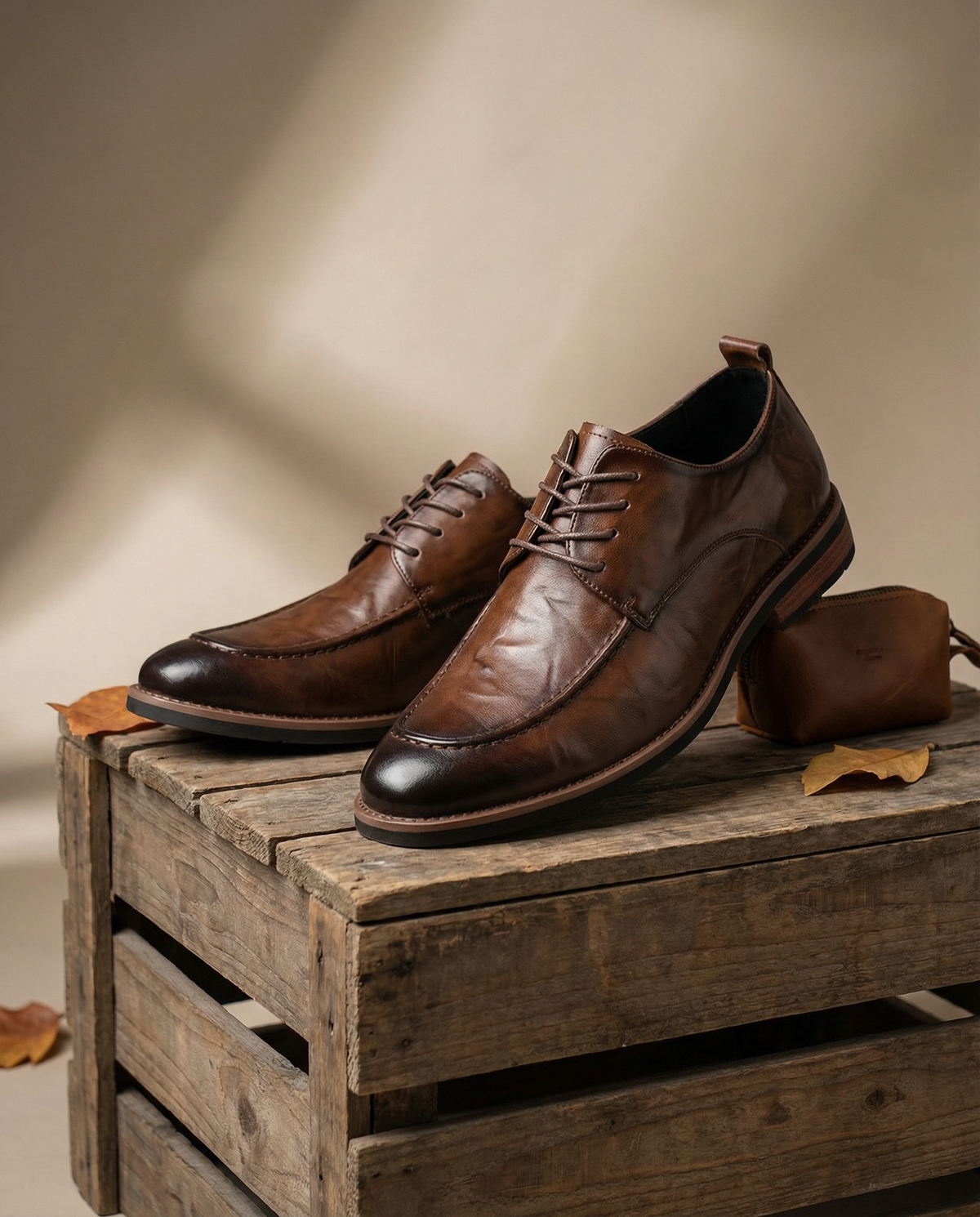 Leather Derby Shoes with Sturdy Sole