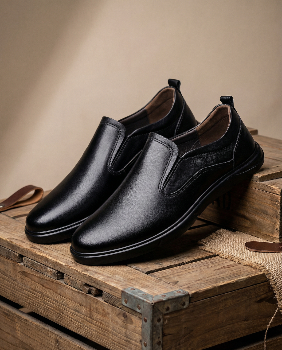 Leather Slip-On Shoes with All-Day Comfort