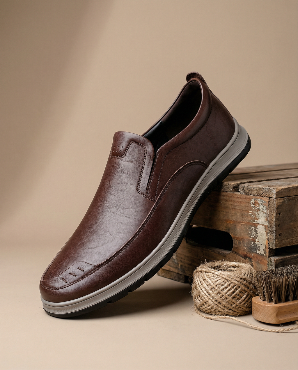 Full-Grain Leather Slip-On Shoes with Broken-In Comfort
