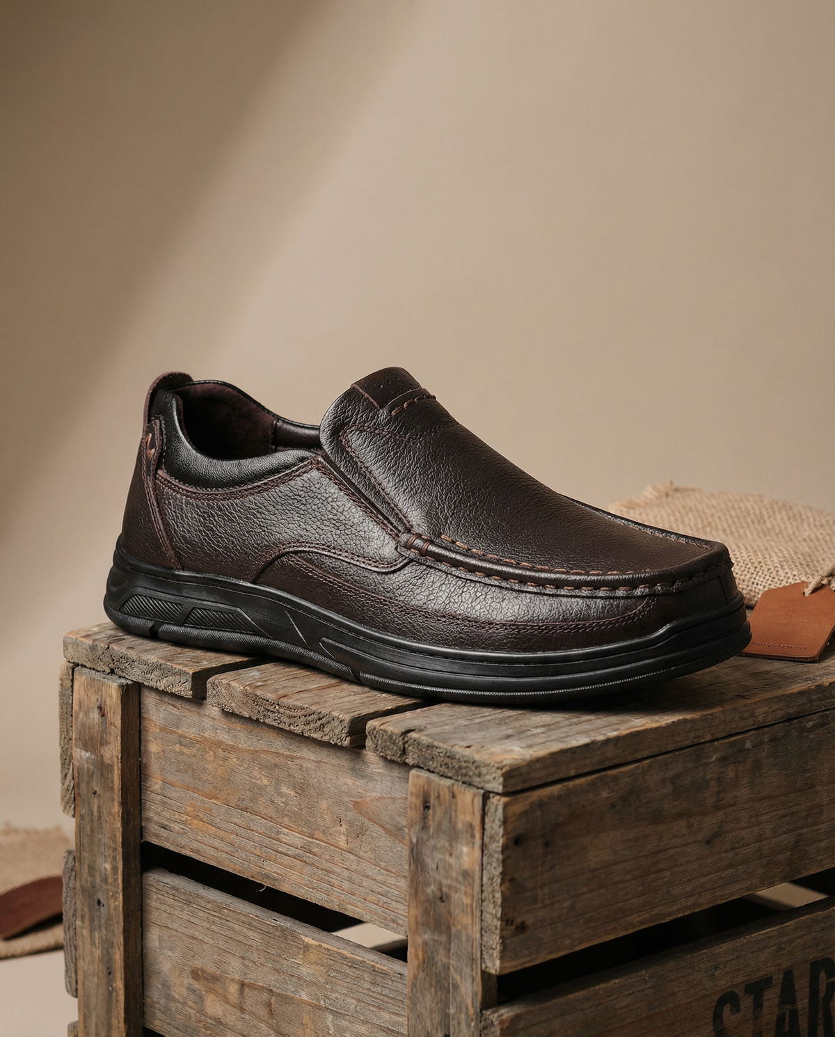 Leather Slip-On Shoes with Cushioned Sole