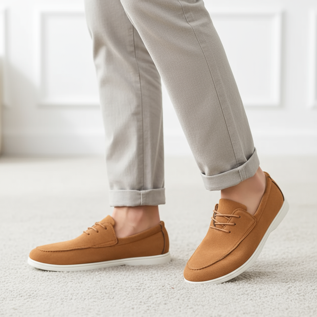 Suede Loafers with Cushioned Sole