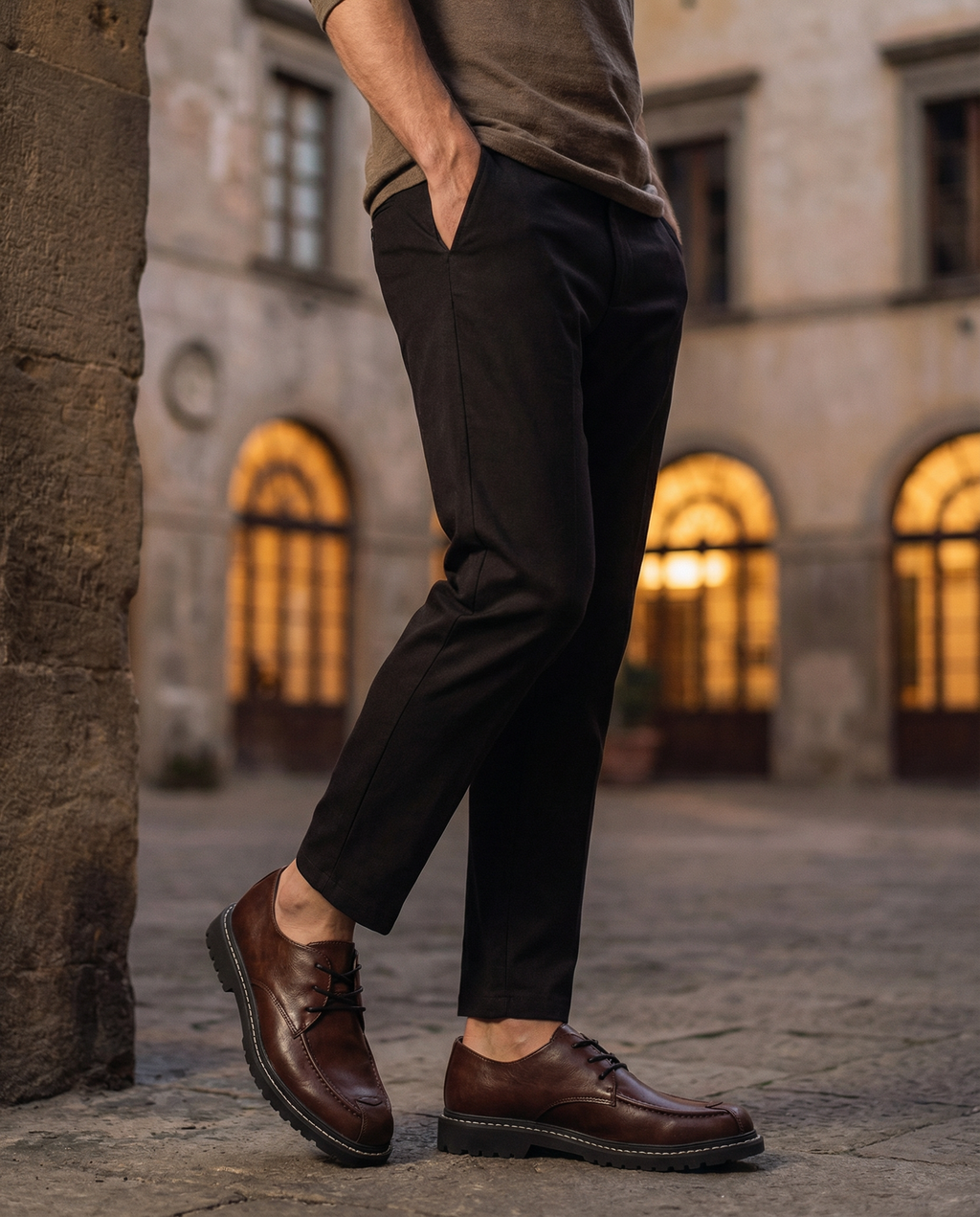 Leather Derby Shoes with Heavy-Duty Sole