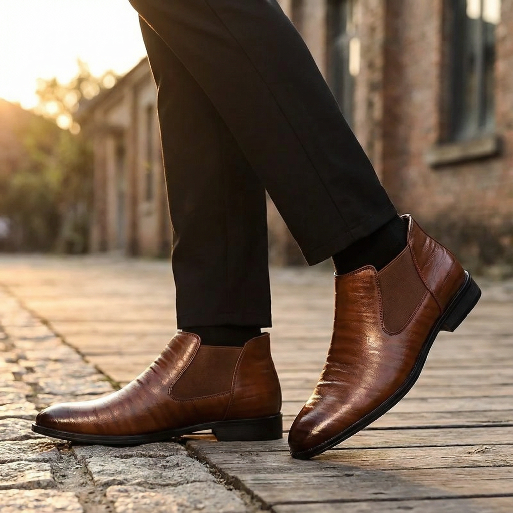 Polished Leather Chelsea Boots with Smooth Finish