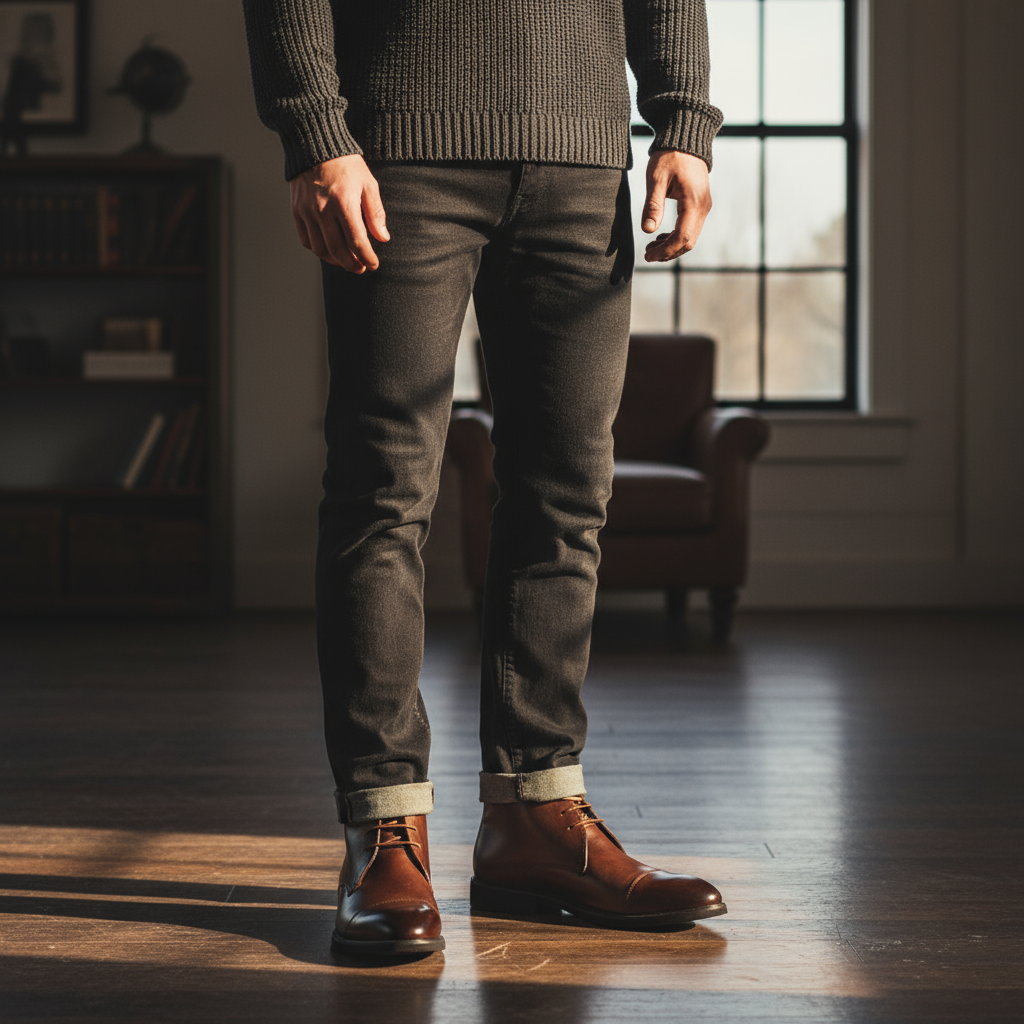 Full-Grain Leather Chukka Boots with Cap-Toe Detail