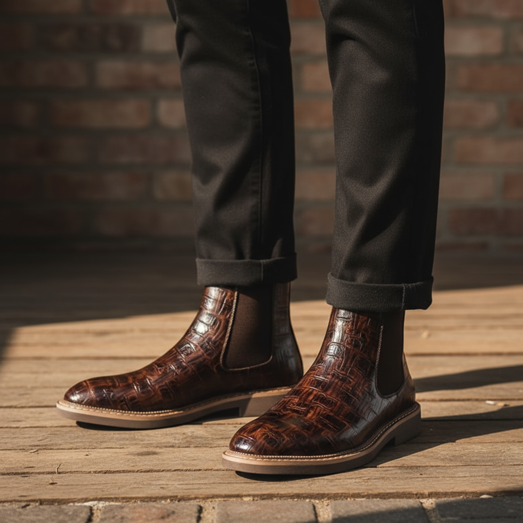Full-Grain Leather Chelsea Boots with Rubber Sole