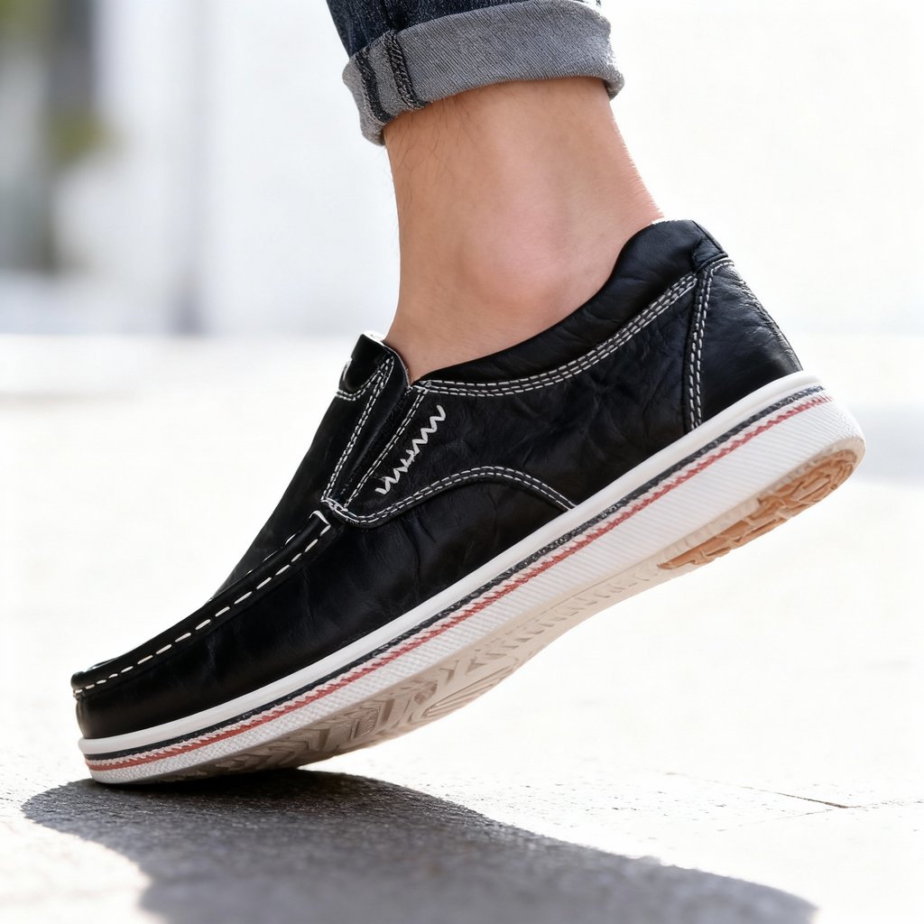 Full-Grain Leather Loafers with Contrast Stitching