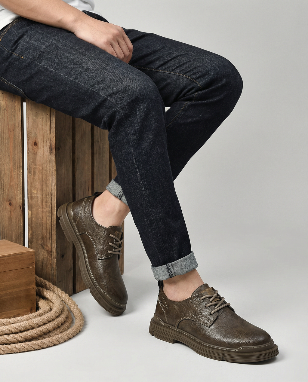 Full-Grain Leather Derby Shoes with Broken-In Comfort