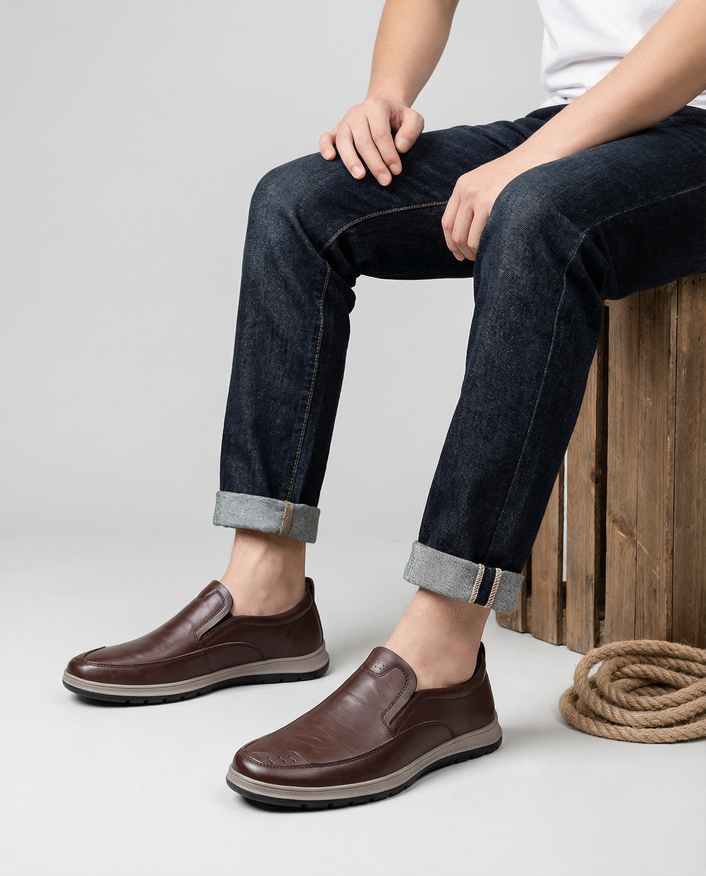 Full-Grain Leather Slip-On Shoes with Broken-In Comfort