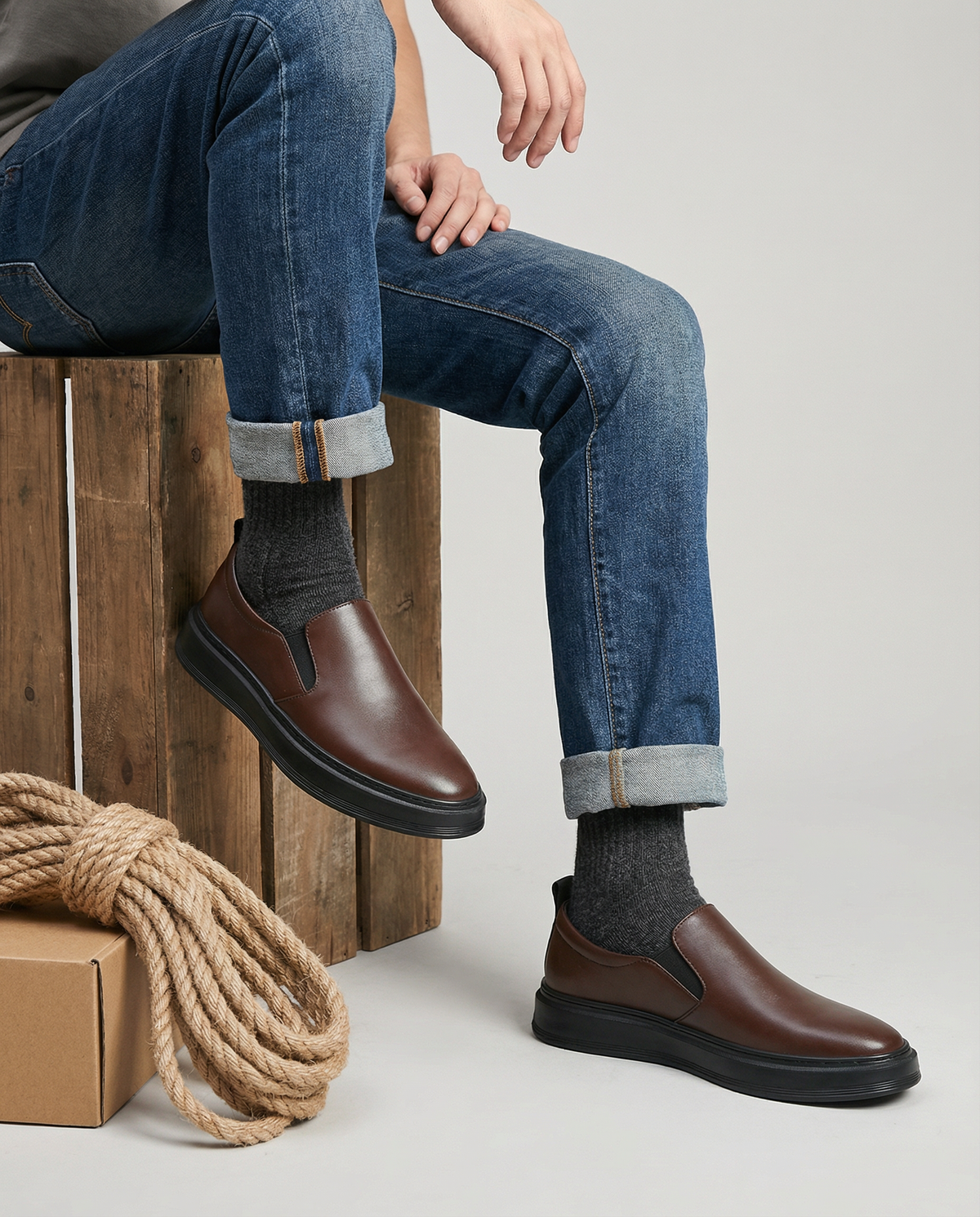 Leather Slip-On Shoes with Broken-In Comfort