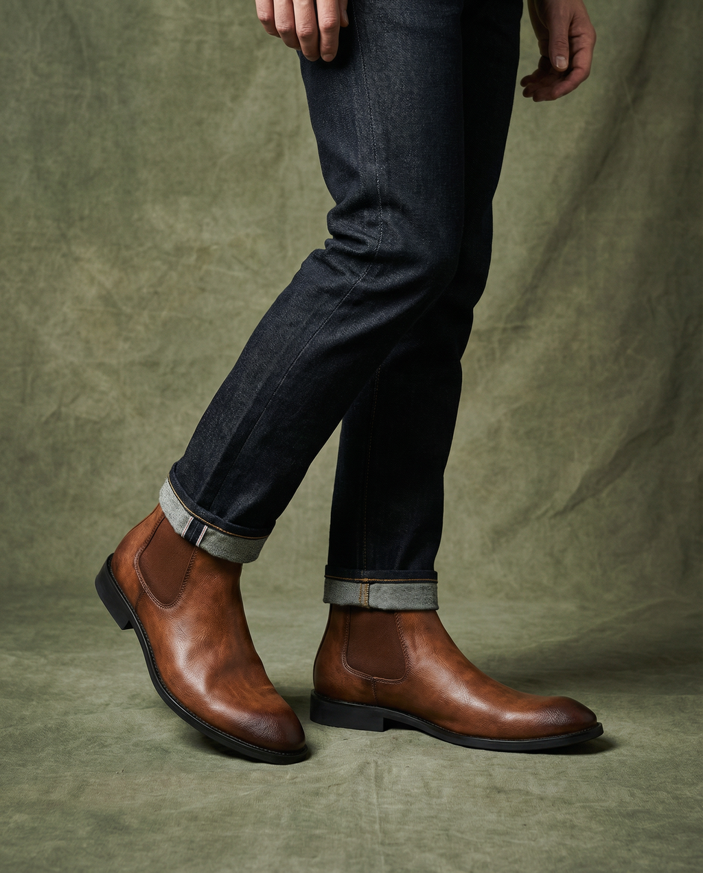 Full-Grain Leather Chelsea Boots with Elastic Side Panels