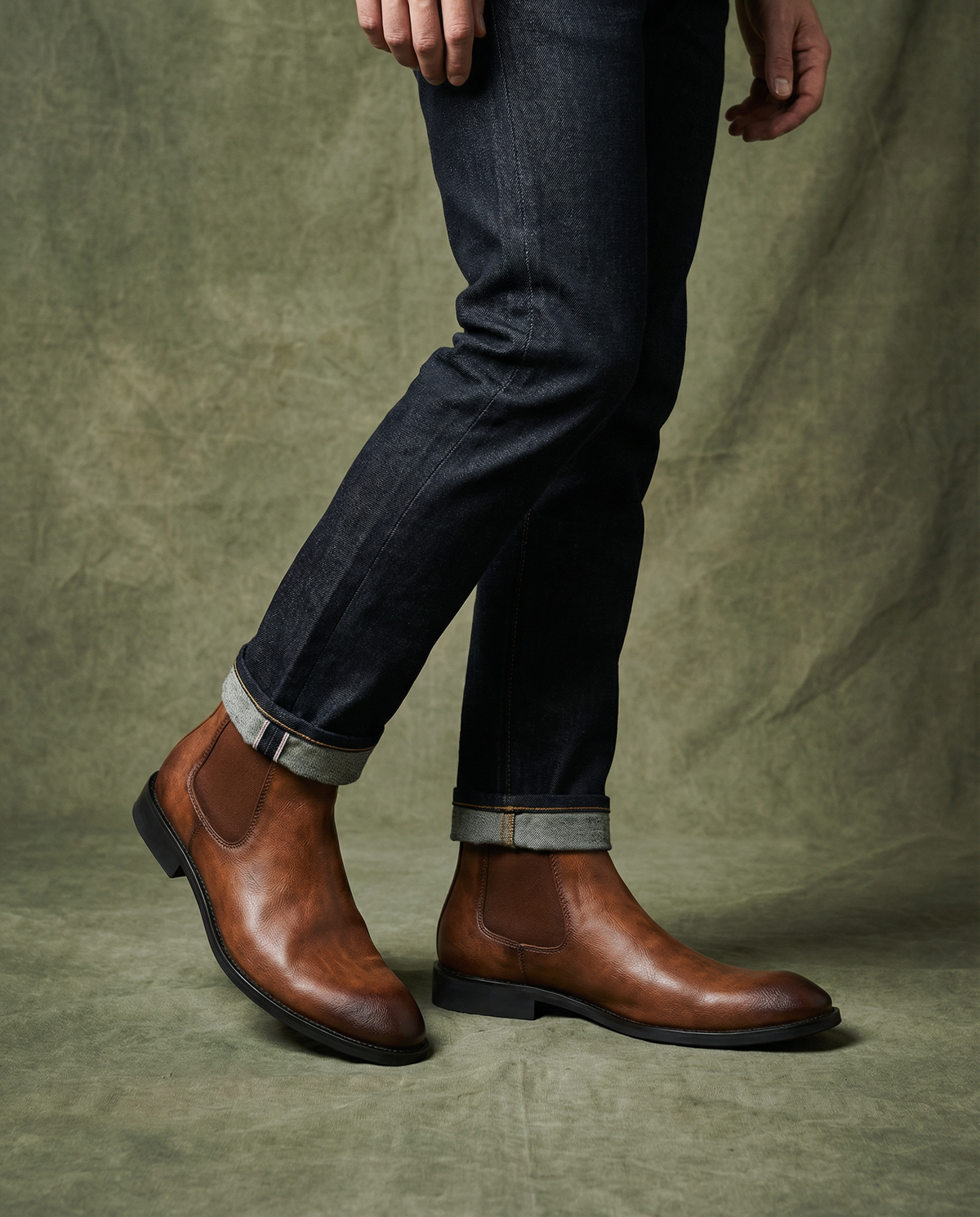 Full-Grain Leather Chelsea Boots with Elastic Side Panels