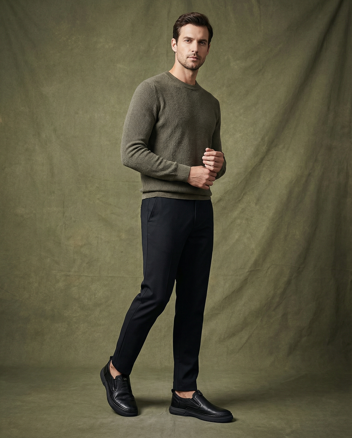 Full-Grain Leather Slip-On Shoes with Sturdy Sole