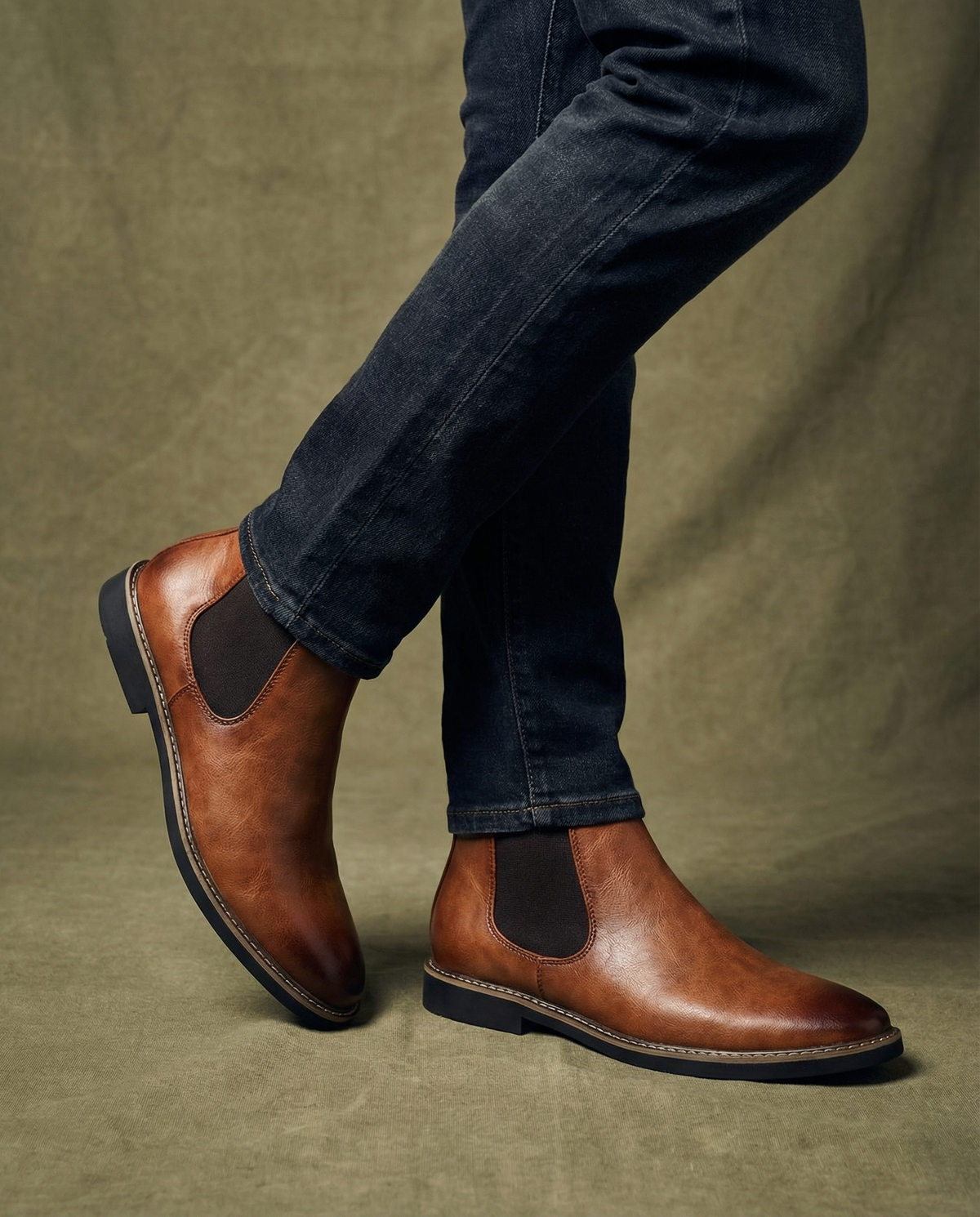 Leather Chelsea Boots with Elastic Side Panels and Broken-In Comfort