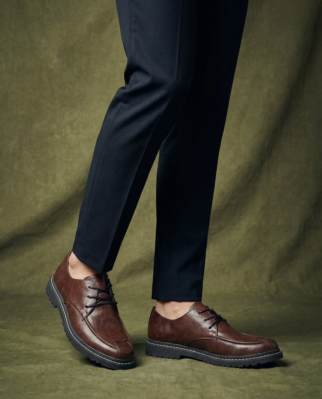 Leather Derby Shoes with Heavy-Duty Sole