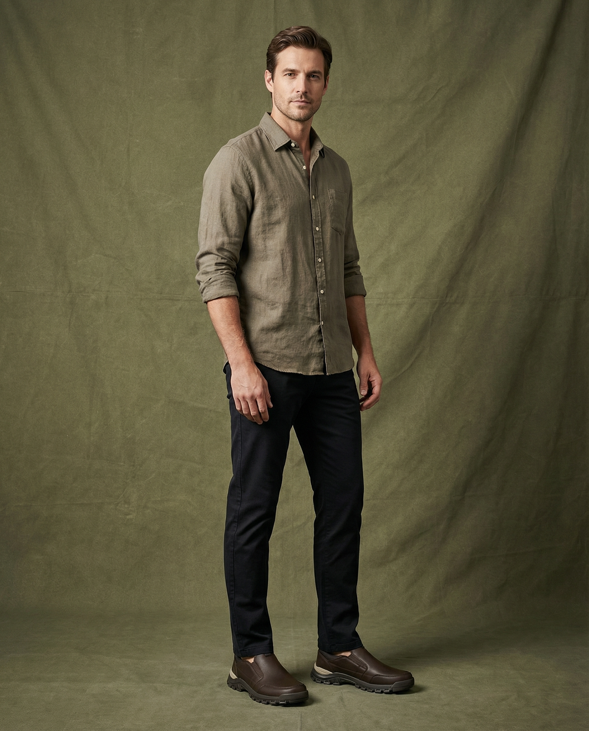 Leather Slip-On Shoes with Lug Sole