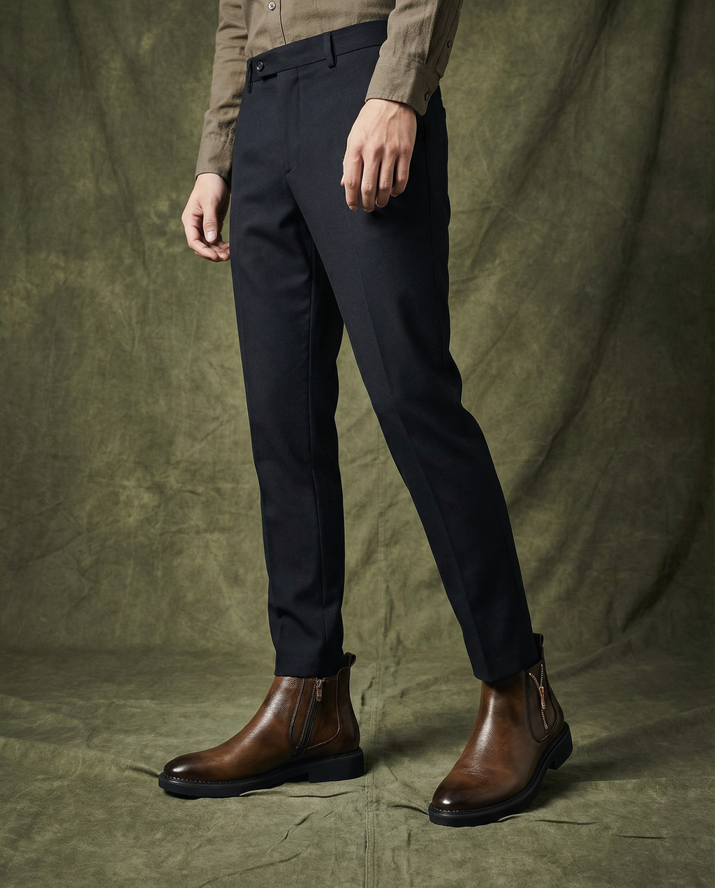 Full-Grain Leather Boots with Side Zipper