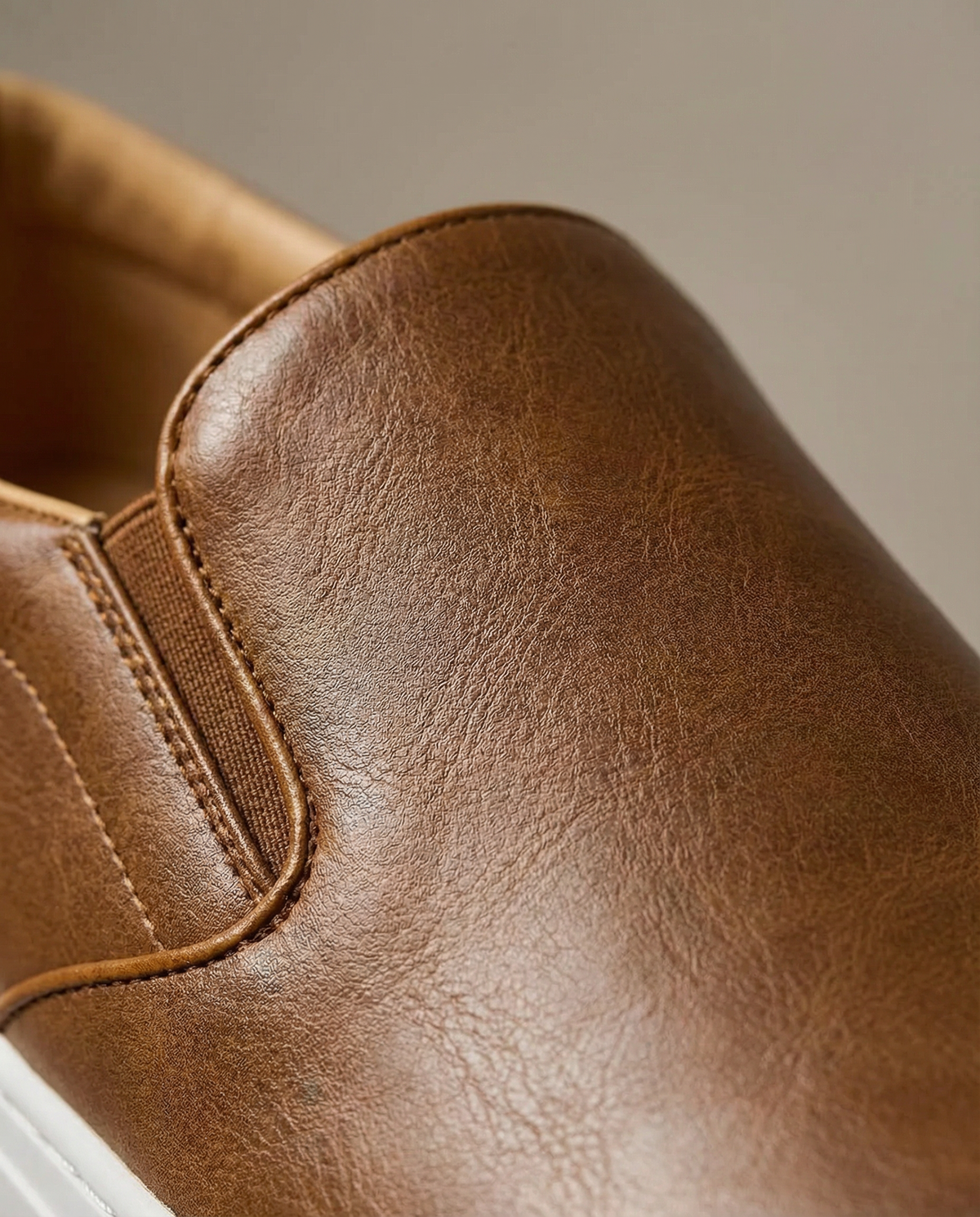 Leather Slip-On Shoes with Rubber Sole