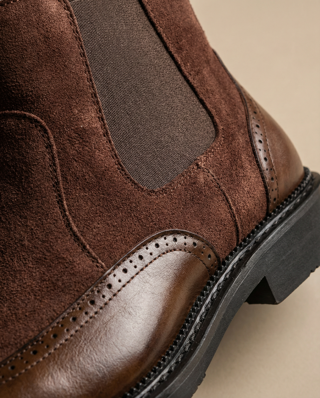 Suede Leather Chelsea Boots with Lace-Up Closure