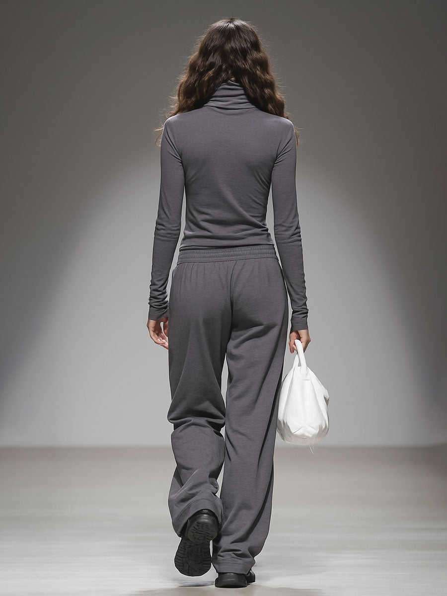 Relaxed Long-sleeved T-shirt And Wide-Leg Trousers Set