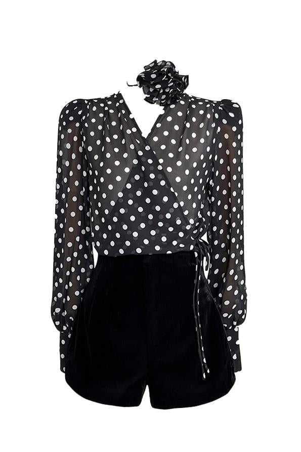 Modern Gilda Polka Dot Long Sleeve Blouse