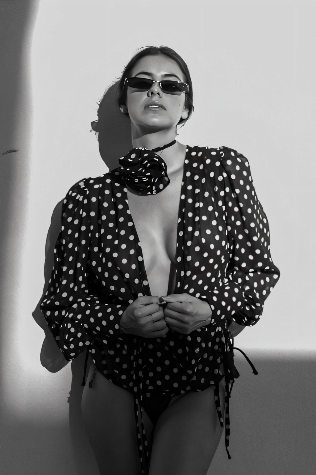 Modern Gilda Polka Dot Long Sleeve Blouse