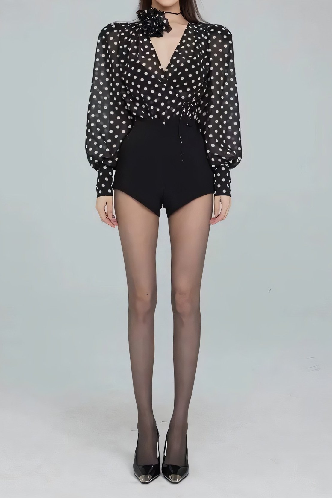 Modern Gilda Polka Dot Long Sleeve Blouse