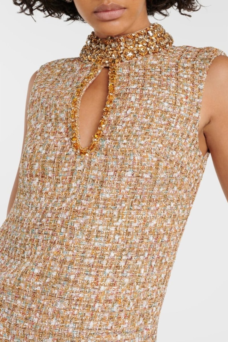 Modern Gill Tweed Embellished Mini Tweed Dress
